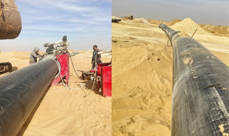 شركة كونكريت بلس تنتهي  من ربط خط المياه 800 مم  بحى اب تاون اكتوبر